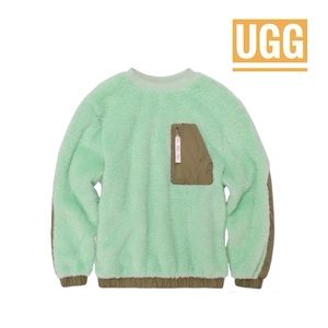 NWT UGG Niko Sherpa Crewneck Sweater pullover top Mint Green L new
